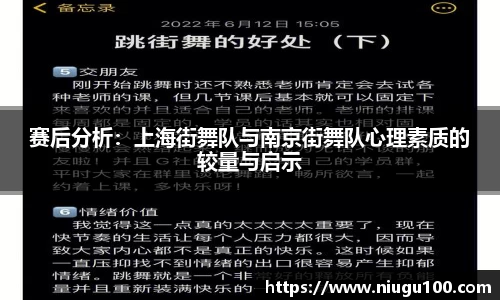 赛后分析：上海街舞队与南京街舞队心理素质的较量与启示
